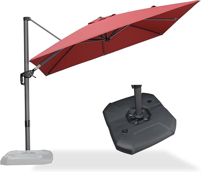 PURPLE LEAF 9 Feet Square Cantilever Umbrella Patio Umbrella by PURPLELEAF