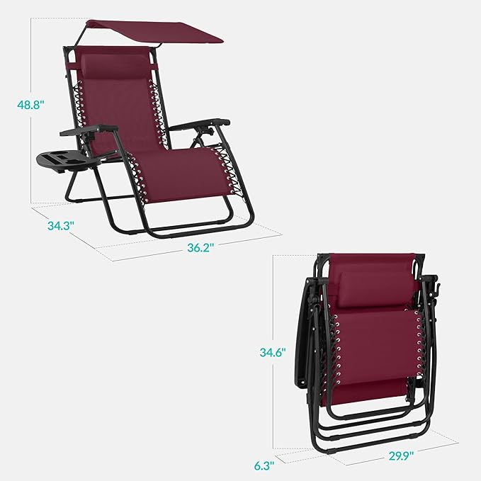 Best Choice Products 30” Wide Folding Zero Gravity Outdoor Recliner Patio - Image 2