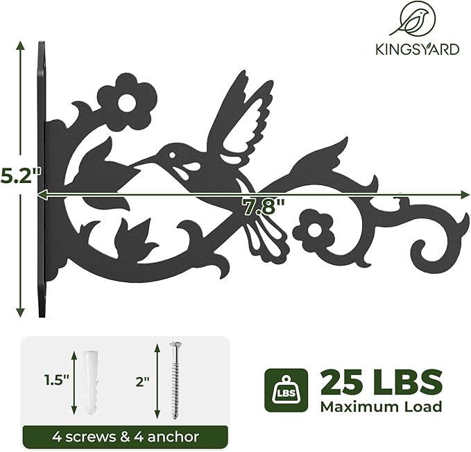 Kingsyard 2-Pack Wall Plant Hangers Outdoor Indoor, 8 Inch Heavy Duty Solid - Image 2
