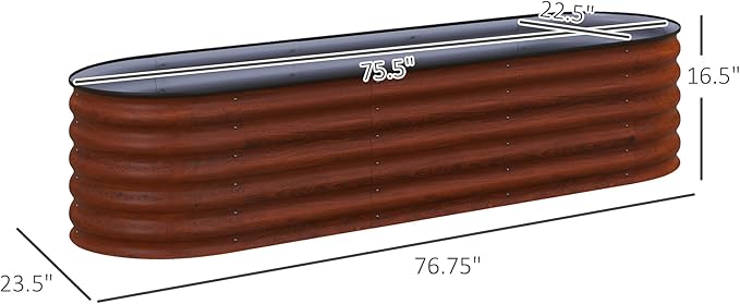 Outsunny 6.5' x 2' x 1.4' Galvanized Raised Garden Bed Kit, Outdoor Metal - Image 7