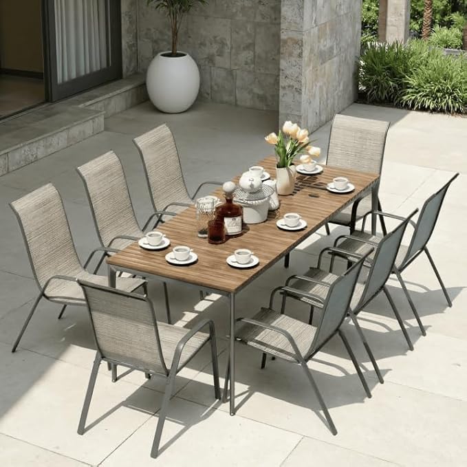 MAMIZO Patio Dining Chairs, Stackable All Weather Teslin Chair, Heavy Duty - Image 9
