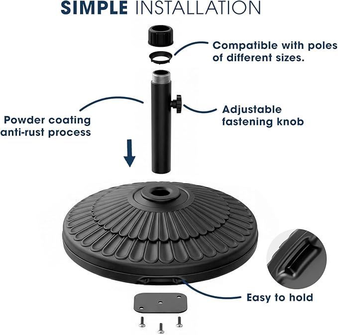 wikiwiki 80 Lbs HDPE Round Patio Umbrella Base, Weighted Umbrella Stands Fits - Image 4