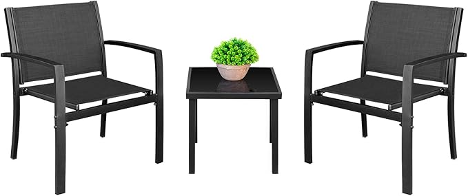 Homall 3 Pieces Patio Furniture Set Outdoor Patio Conversation Textilene Bistro by Homall