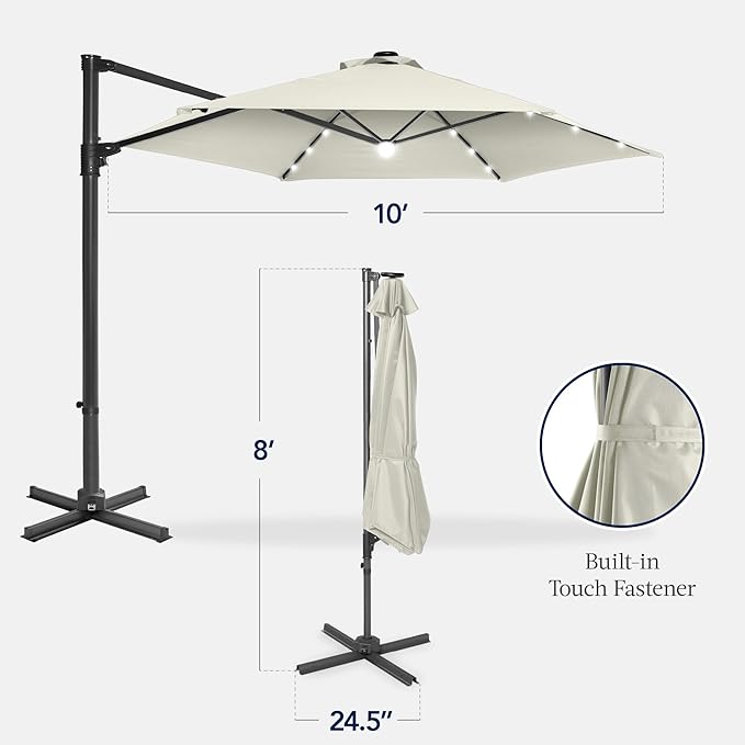 Best Choice Products 10ft Solar LED Offset Cantilever Hanging Market Patio - Image 2