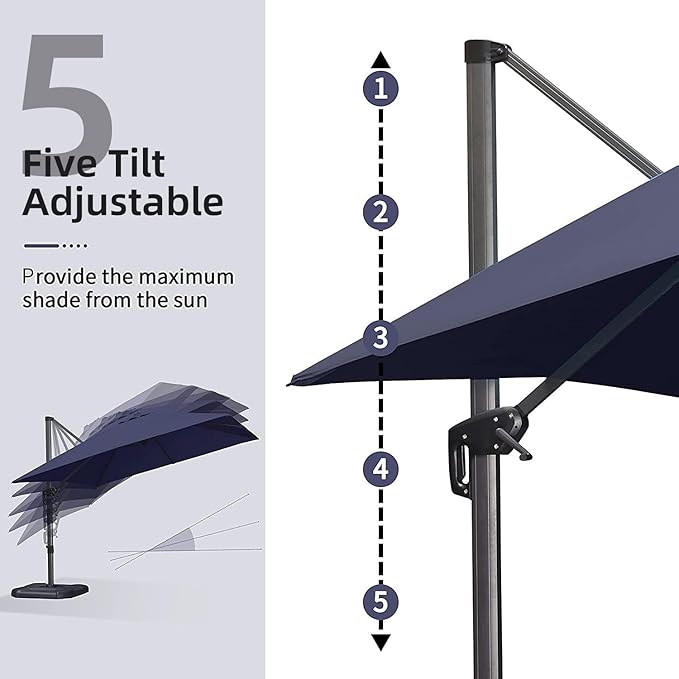 PURPLE LEAF 9' X 11.5' Patio Umbrella Outdoor Cantilever Rectangle Umbrella - Image 7