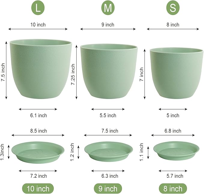 Medium Plant Pots 10/9/8 inch, Flower Pots - Image 3