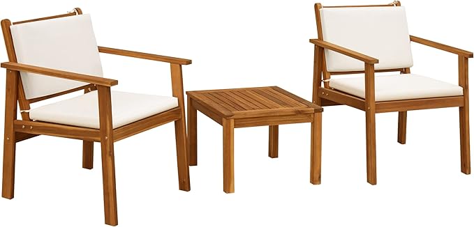 Flamaker Patio Chairs 3 Piece Acacia Wood Patio Furniture - Image 7