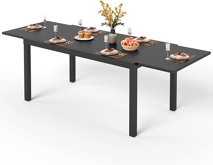 PHI VILLA Extra Large Expandable Patio Dining Table 99.2" × 35.5" Metal Outdoor by PHIVILLAThepioneerofcomfortablehouseholdsupplies