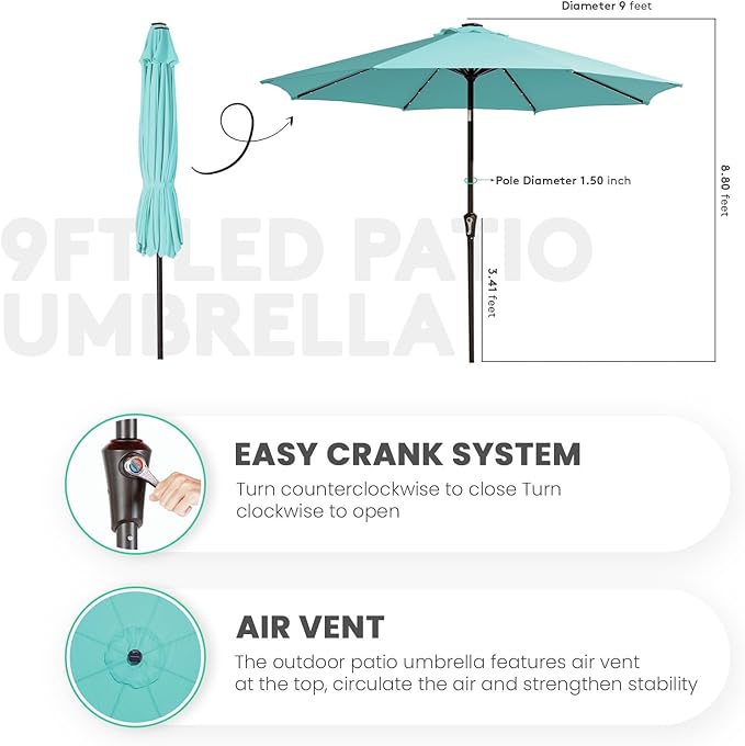 JEAREY 9FT Outdoor Patio Umbrella - Image 8