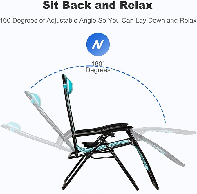 Nazhura Set of 2 Relaxing Recliners Patio Chairs Adjustable Steel Mesh Zero - Image 5