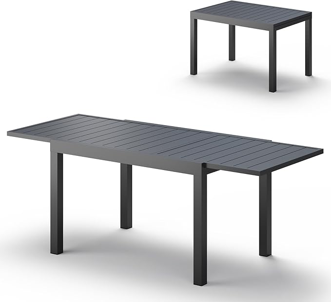 All-Aluminum Expandable Outdoor Patio Dining Table by Oasbira