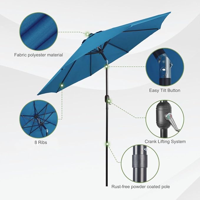 Backyard Expressions 9 ft. Patio Umbrella, Market Table Umbrella w/Tilt and - Image 3