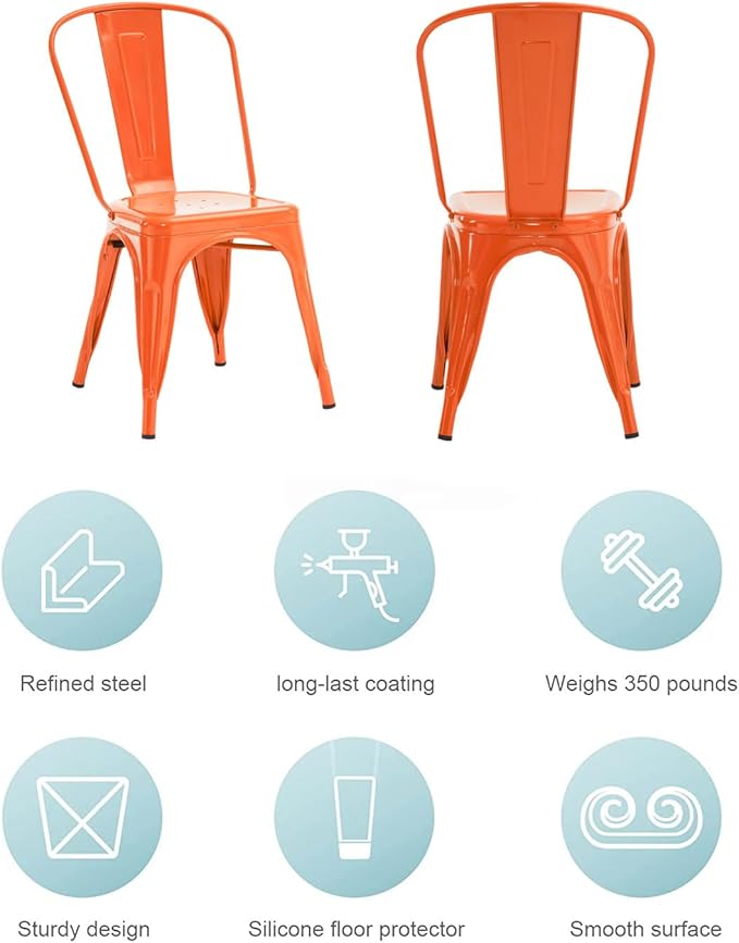 Nazhura Metal Dining Chair Farmhouse Tolix Style - Image 4