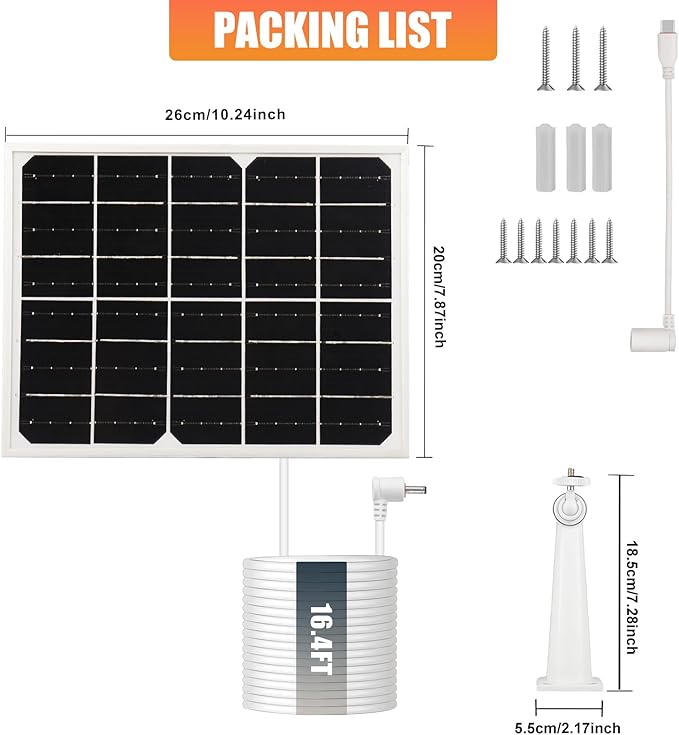 Solar Panel for Security Camera 2 in 1 Port 10W Ring Camera Solar Charger - Image 7