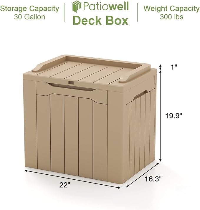Patiowell 30 Gallon Resin Deck Box, Outdoor Storage Box - Image 6