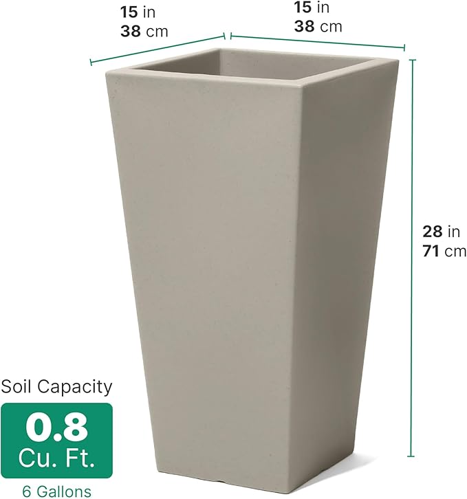 Step2 Tremont Tall Square Tapered Planter, Indoor/Outdoor Plants, Efficient - Image 8