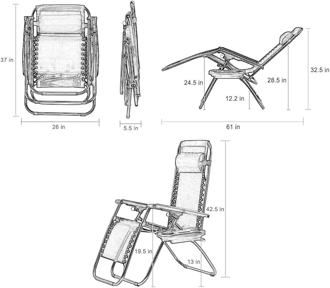 Zero Gravity Chair Patio Lounge Chairs Lounge Patio Chairs 2 Pack Adjustable - Image 3