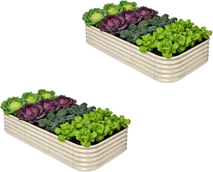 2-Pack Galvanized Raised Garden Bed 8x4x1.5 | 10x2x1.5 ft, Modular Raised by Annoell