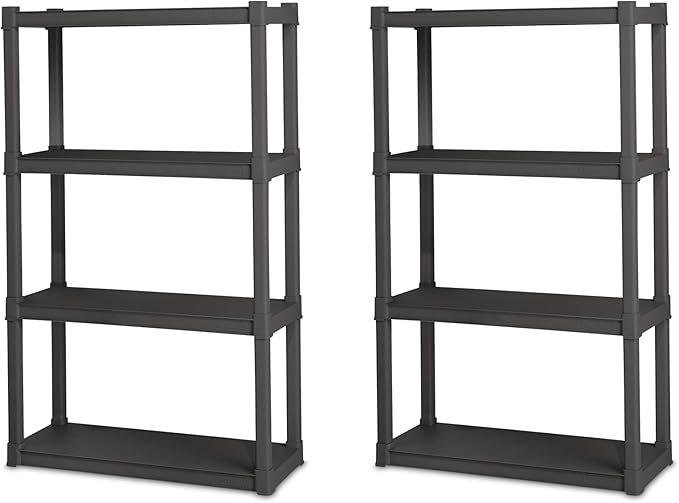Sterilite 2-Pack 4 Shelf Unit, Heavy-Duty Shelving Storage and Utility Rack by Sterilite