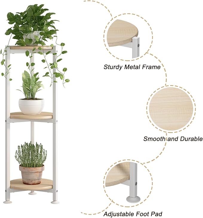 Plant Stand Indoor Corner Tall 3 Tier Metal Modern Flower Storage Plant Shelf - Image 5
