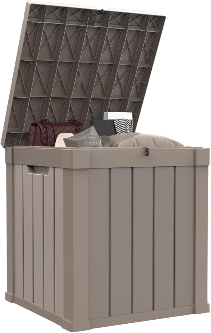 50 Gallon Waterproof Outdoor Storage Box, Resin Deck Box, Lockable Outside by MAIUSCOLI