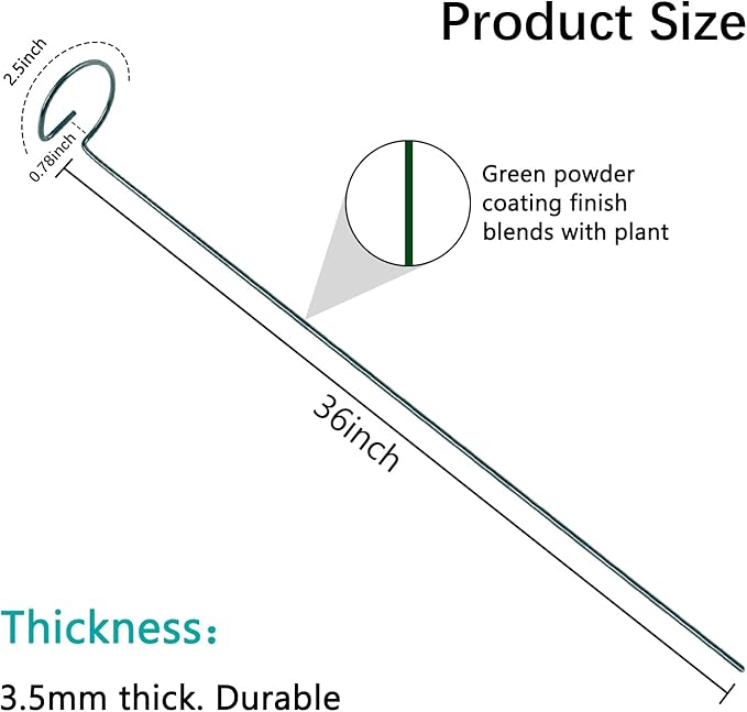 36 Inch 12 Packs Plant Support Stakes, Garden Single stemmed Plant Support Hoops - Image 3