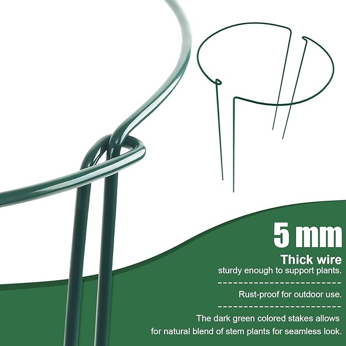 FEED GARDEN 12 Pack Plant Support Stakes, Peony Cages and Supports, Metal - Image 3