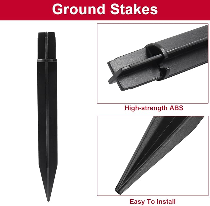Biaungdo 8 Pcs Ground Spike, 8.25 Inch Black Reinforced Plastic Ground Spikes - Image 4