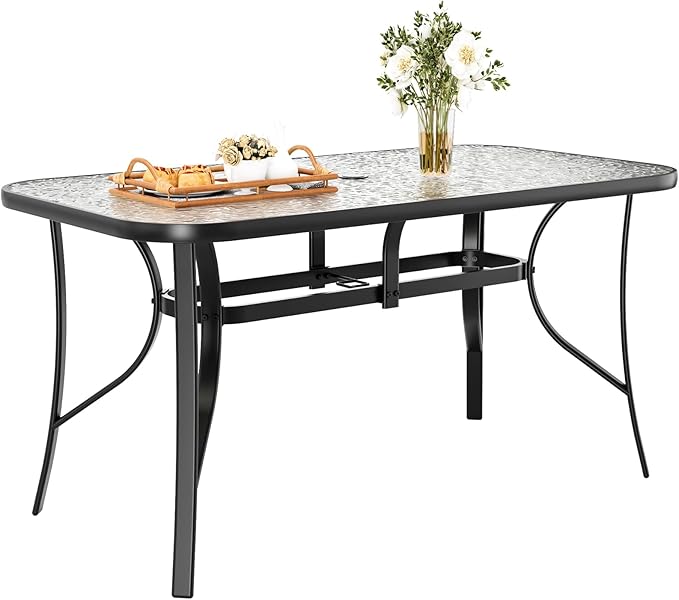 TLSUNNY Patio Outdoor Table W/ 1.69″ Umbrella Hole, Outdoor Metal Furniture by TLSUNNY
