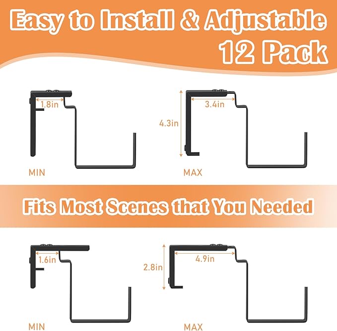ETELI Railing Planter Hanging and Planter Box Brackets Set 6 Pack Adjustable - Image 4