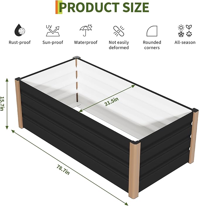 Garvee Large Aluminum Raised Garden Bed 6.5' x 2.5' x 16", Open-Bottom Jumbo - Image 3