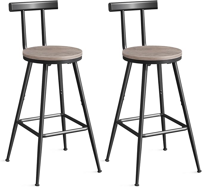 Bar Stools, Metal Frame, Adjustable Feet, Easy Assembly, by MAHANCRIS