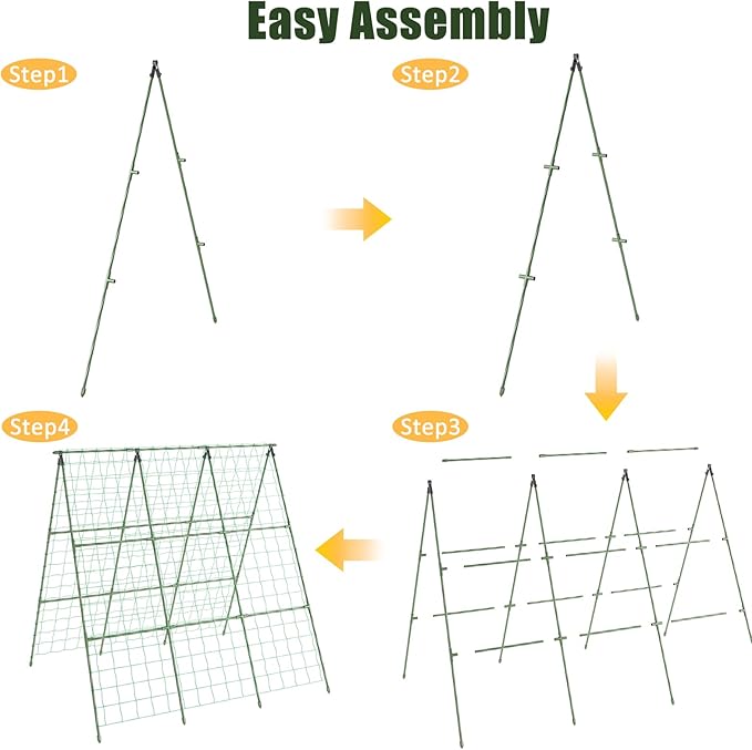 Miory Cucumber Trellis for Raised Beds, 48 x 48 Inch Metal A-Frame Garden - Image 7