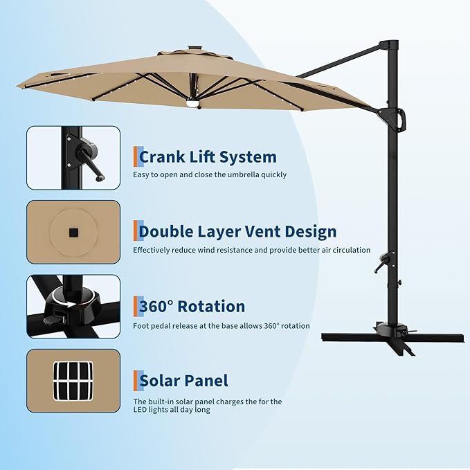 Garvee 10 ft Cantilever Patio Umbrella - Image 2