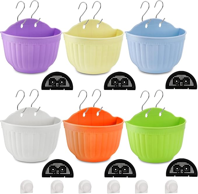 DEAYOU 6 Pack Wall Planter Hanging Flower Pot, Window Hang Indoor Outdoor Plant - Image 4