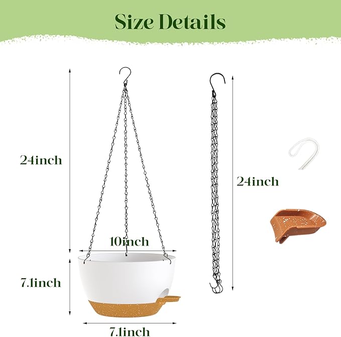 2 Pack 10 Inch Self Watering Hanging Planters - Image 3