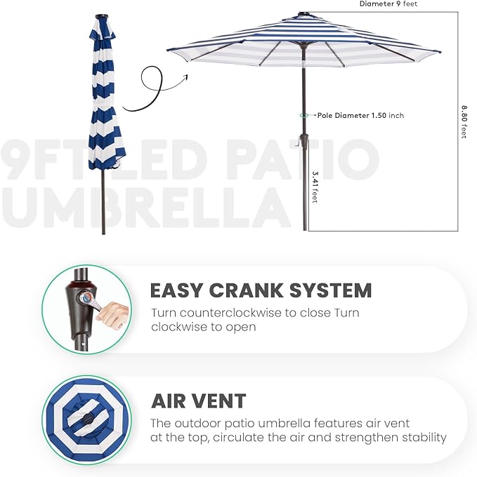 JEAREY 9FT Outdoor Patio Umbrella - Image 4