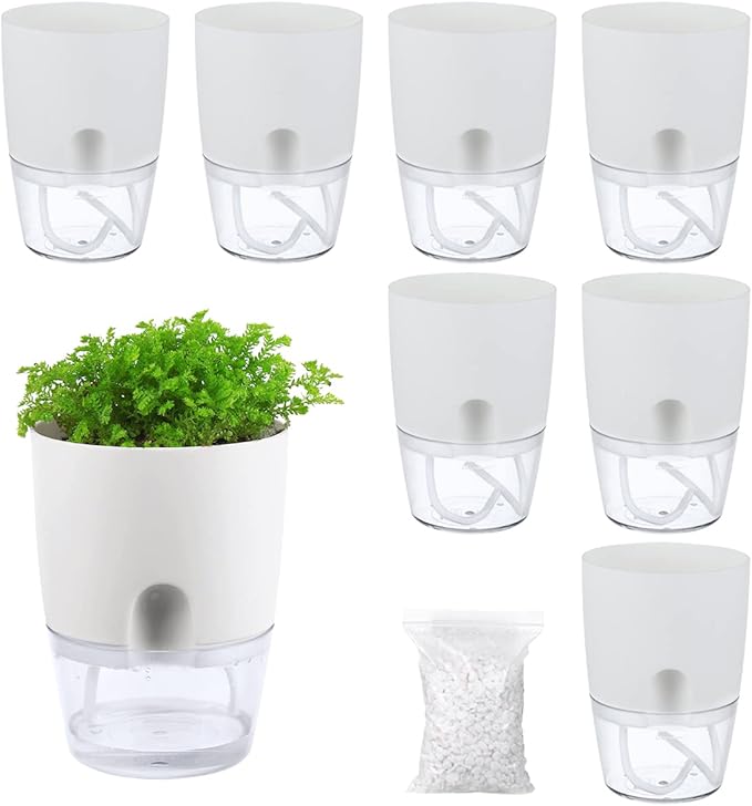 8 Pack Self Watering Pots for Indoor Plants, PlanterHoma 3.2 Inch Plant Pot by Planterhoma
