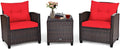 Tangkula 3 Pieces Patio Furniture Set, PE Rattan Wicker 3 Pcs Outdoor Sofa Set by TANGKULA