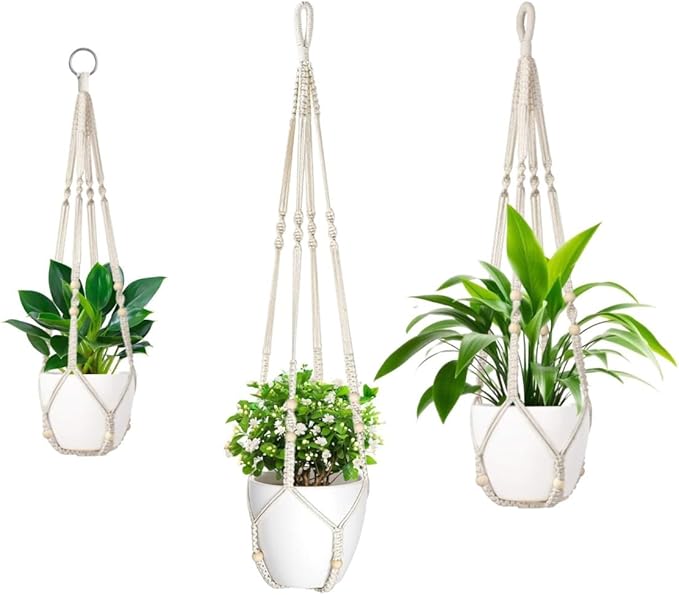 3 Pack Macrame Plant Hanger, Hanging Plant Holder, Boho Home Decor Hanging by Unknown
