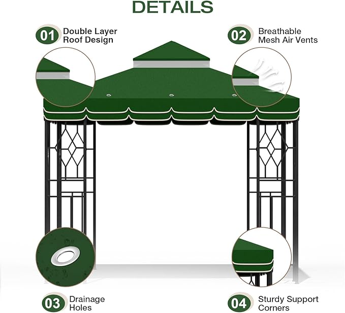 10x10 Canopy Replacement Top Double Tiered Gazebo Cover - Image 3