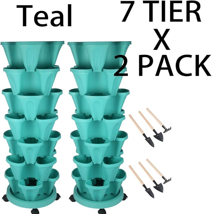 GameXcel Vertical Planter 7 Tier Stackable Planters Garden Planters Strawberry - Image 9