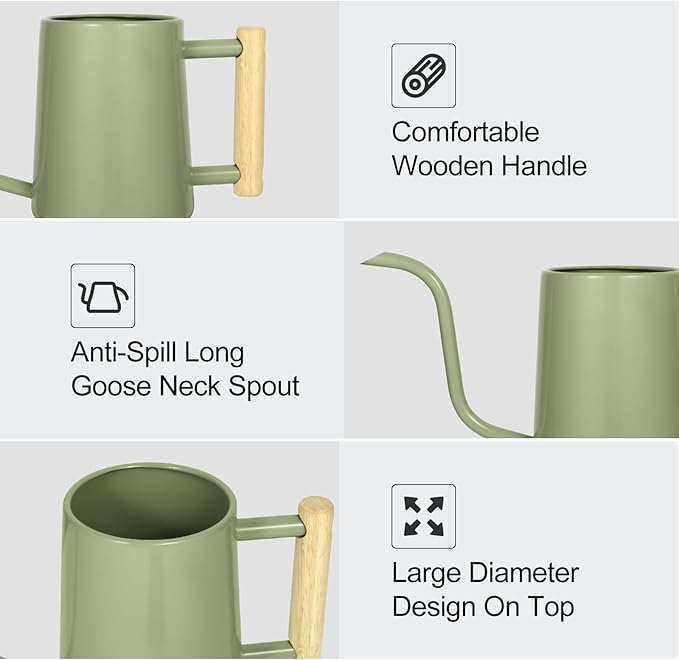 Watering Can Indoor Plants, 35 oz/1000 ml Metal Stainless Steel Watering Can Pot - Image 4