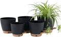 montresor 5-Pack Self-Watering Plastic Plant Pots 5/5.5/6/6.5/7 Inch– Black by Montresor