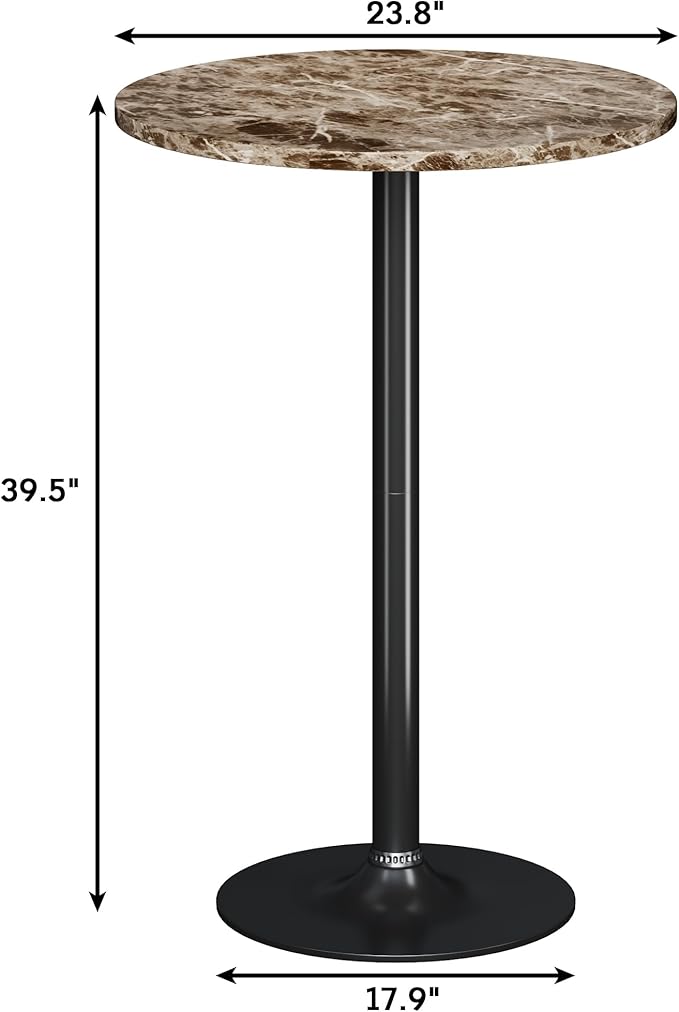 Flamaker Round Bistro Pub Table Modern Style Metal Base MDF Top Cocktail Bar - Image 3