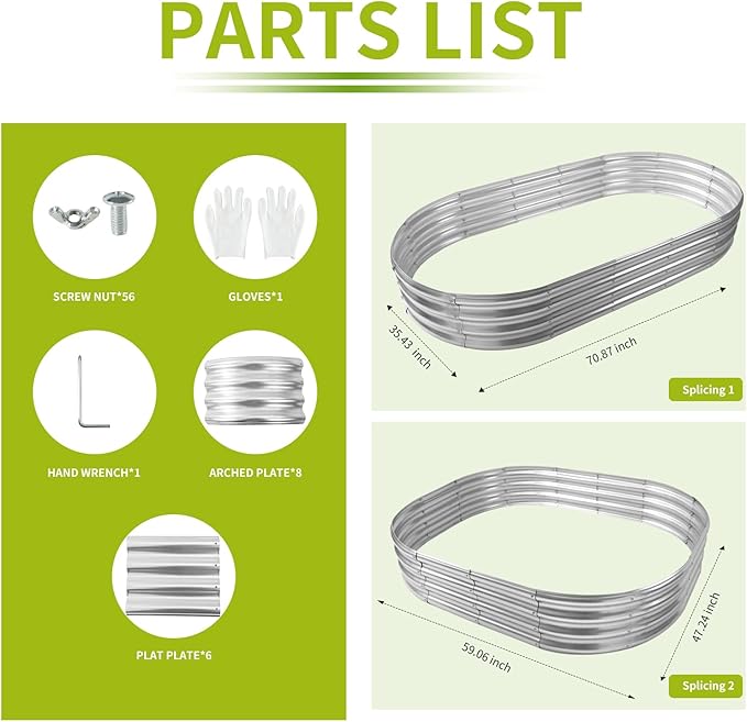 Oval Galvanized Planter Box, Metal Raised Garden Bed - Image 3