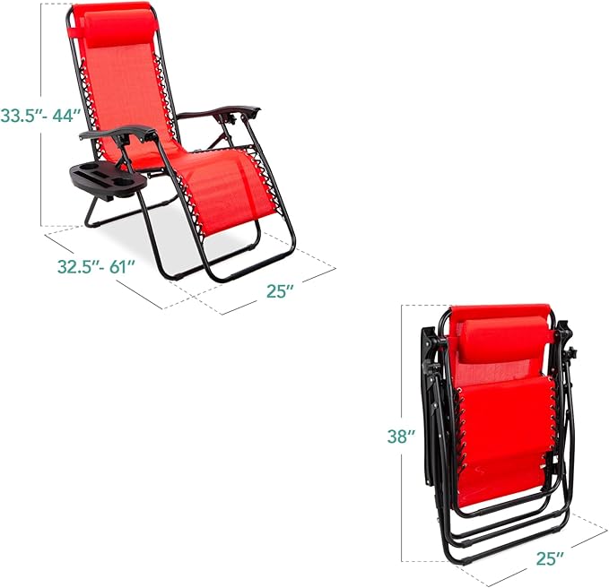 Best Choice Products Set of 2 Adjustable Steel Mesh Zero Gravity Lounge Chair - Image 2