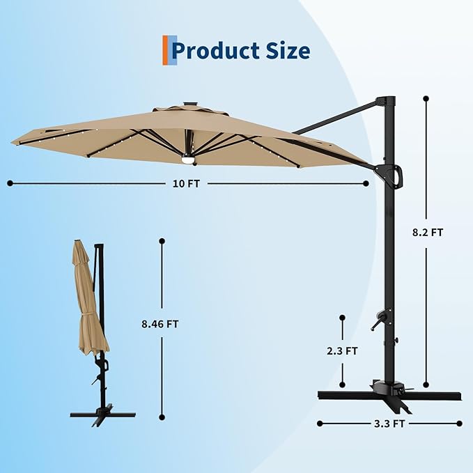 Garvee 10 ft Cantilever Patio Umbrella - Image 4