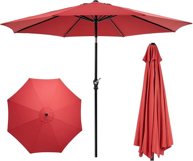 OLIXIS 9ft Patio Umbrella with Tilt and Crank Button & 8 Sturdy Ribs Waterproof by OLIXIS