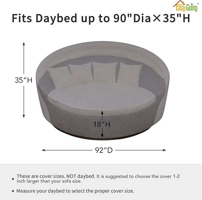 Easy-Going Heavy Duty 600D Outdoor Daybed Cover 92 Inch UV Resistant Patio - Image 2